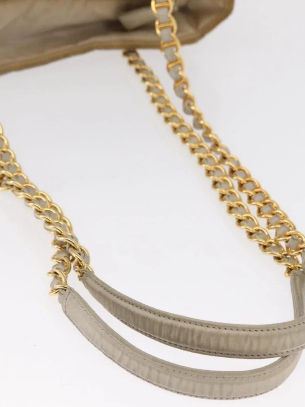 PRADA Chain Shoulder Bag Nylon Beige Gold Auth - Picture 11 of 16